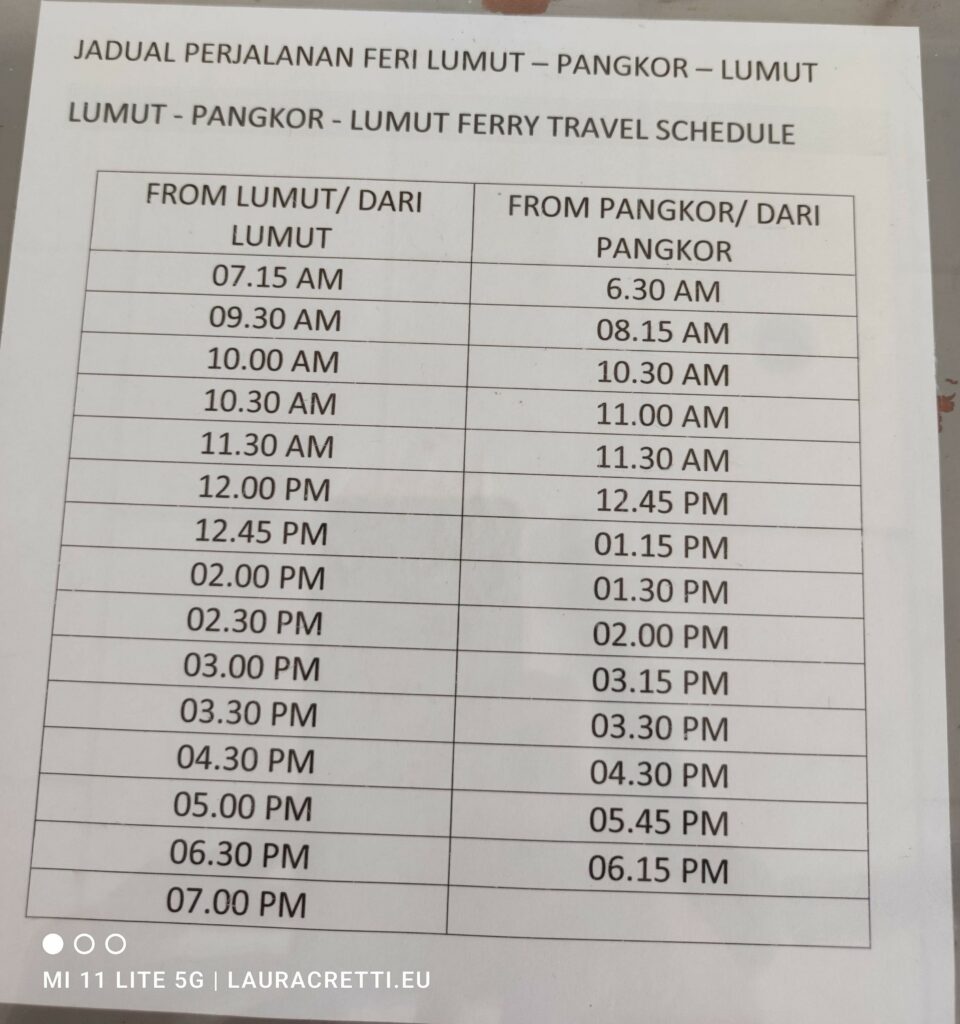 Ferry schedules Pangkol-Lumut